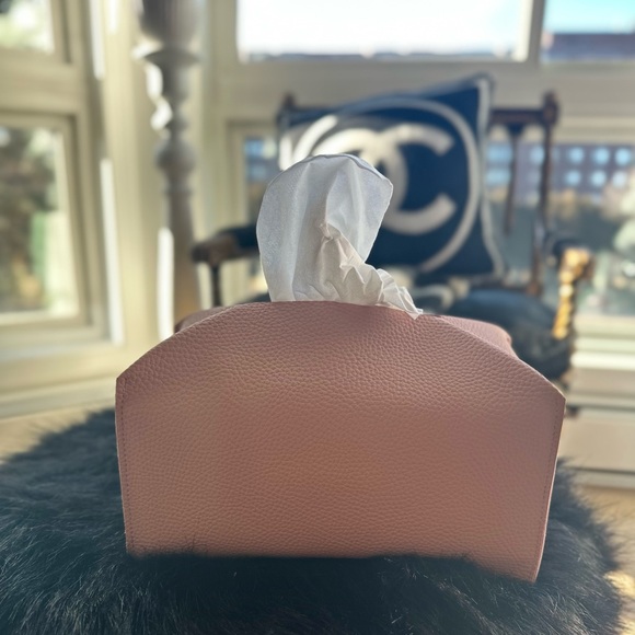 Pink leather tissue box cover | Modern Home - Picture 1 of 5